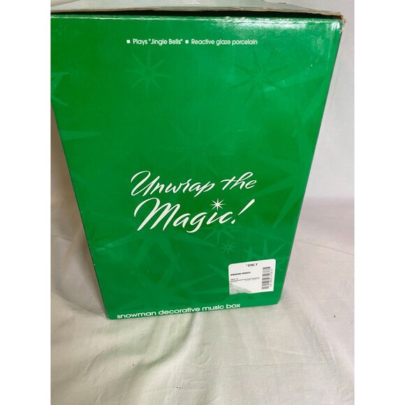 JC Penny Home Collection Snowman Reactive Glaze Porcelain Wind-Up Music Box W Bo - Picture 15 of 15